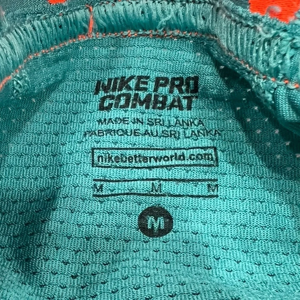 NIKE PRO COMBAT COMPRESSION 3/4 LEGGINGS MIAMI DOLPHINS COLORS - AQUA AND ORANGE